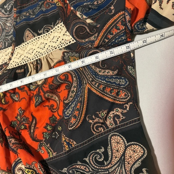 2/$35 Karen Kane Blouse M Paisley Tunic Top Fairy Cottagecore Boho Puff Sleeve - Picture 5 of 7